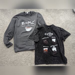 Cats and Coffee lovers bundle tee and sweatshirt M/L